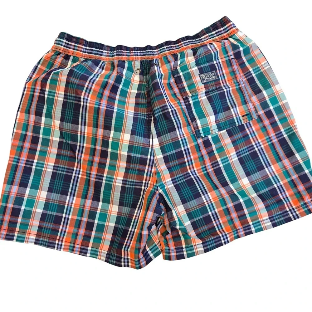 Polo Ralph Lauren Swim Trunks Mens XL Colorful Plaid Drawstring Mesh Lined NEW